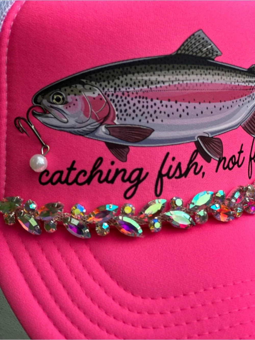 OTTO Hot Pink Trucker Hat with Trout Graphic
